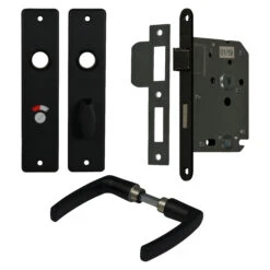 Haxo Deurgreep Set Mat Zwart Met WC-badkamerslot | Deurbeslag