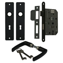 Haxo Deurgreep Set Mat Zwart Met Dag En Nacht Slot | Deurbeslag