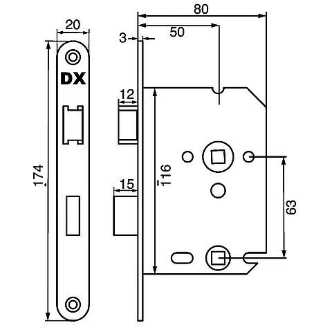 Haxo Deurgreep Set Mat Zwart Met WC-badkamerslot | Deurbeslag 4 Haxo Deurgreep Set Mat Zwart Met WC-badkamerslot | Deurbeslag - Afbeelding 4